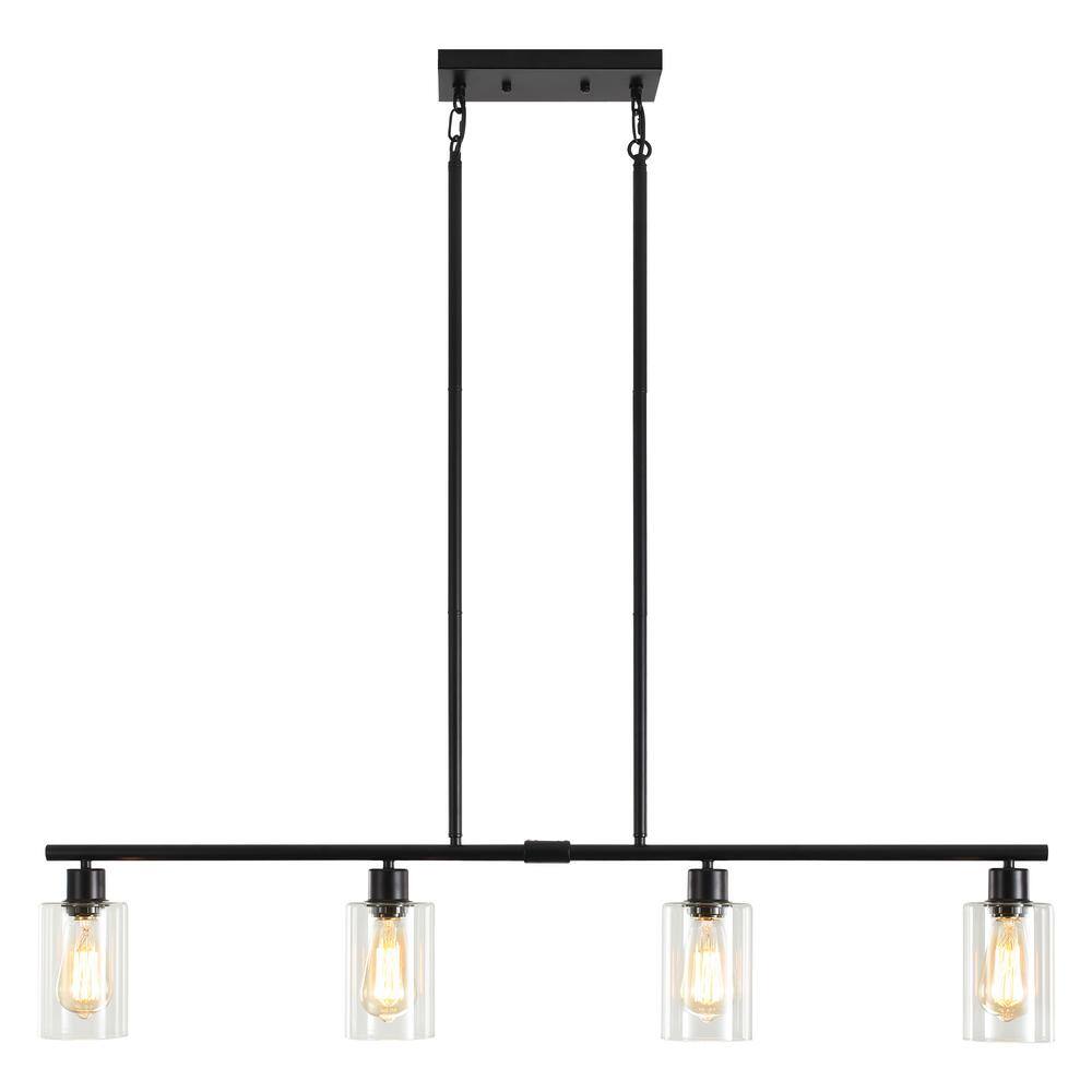 4-Light Matte Black Industrial Linear Chandelier with Glass Shades for Kitchen Island with No Bulbs Included price history on PriceWatchPro