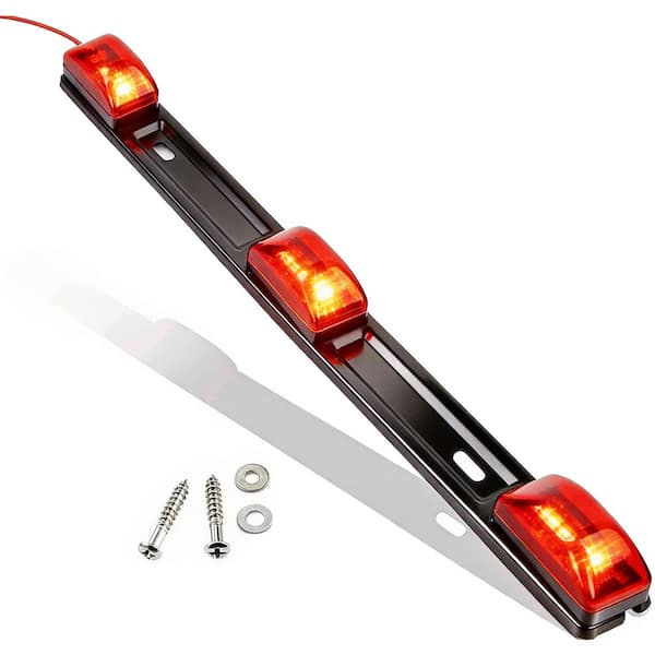 15 in. Black Stainless Steel Red LED Identification Light Bar 9-LED Surface Mount Waterproof Marker Light (1-Pack)