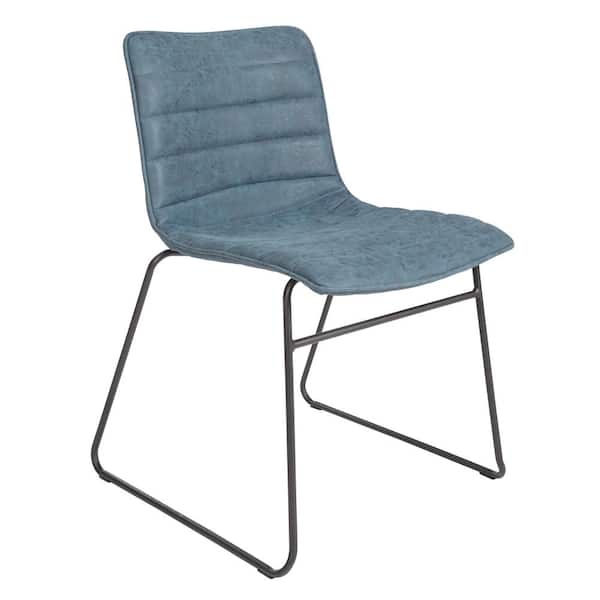 Halo Stacking Navy Faux Leather Chair with Black Base (2-Pack)