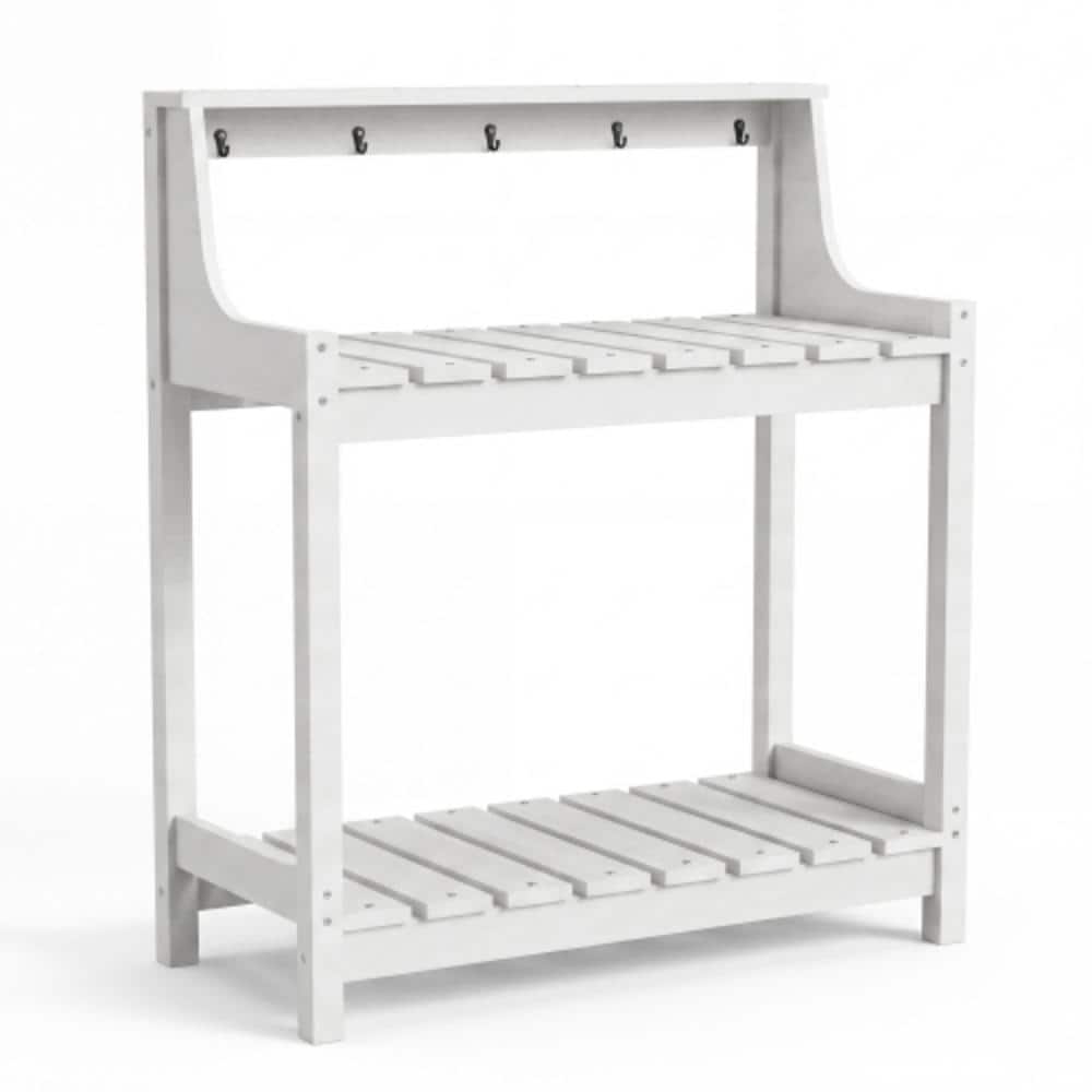 Verdane 43.3 in. White Outdoor Garden Potting Bench with Storage Shelves price history on PriceWatchPro