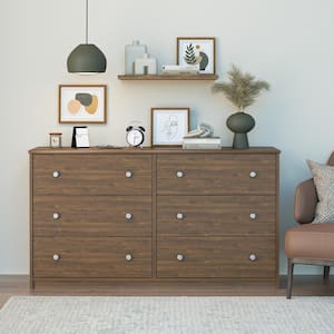 Ellery 6-Drawer Wide Dresser, Walnut