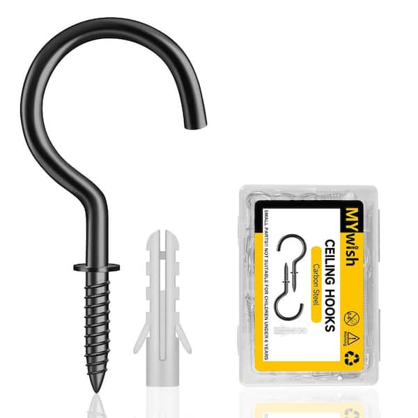 1-1/2 in. Black Cup Hook, 40 lbs. Capacity Screw Hooks (100-Pack)