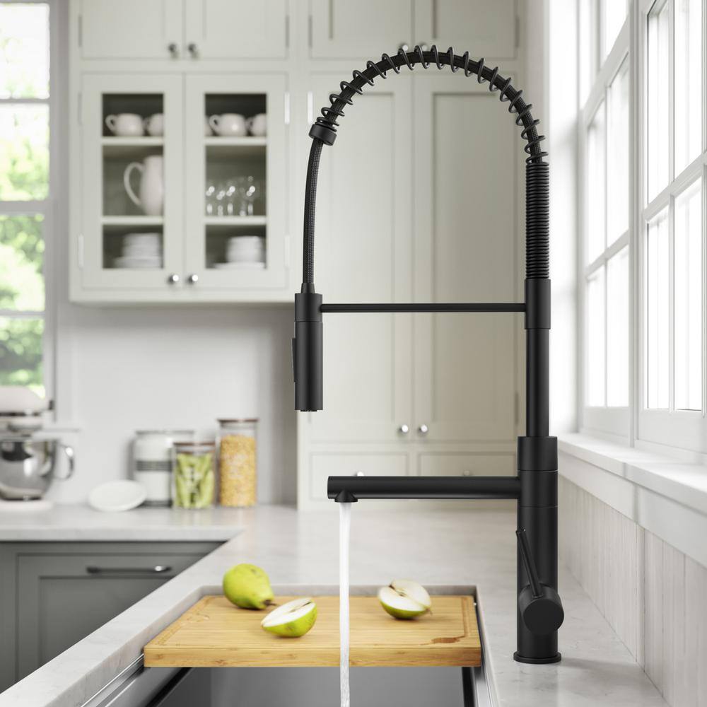 Matte Black Commercial Style Pull-Down Kitchen Faucet with Pot Filler