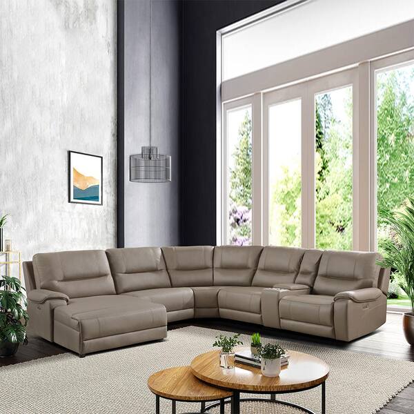 Boise 128 in. Straight Arm 6piece Microfiber Modular Power Reclining