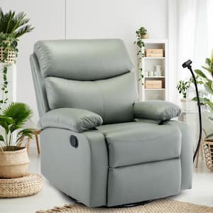 Everglade 30.2 in. W Technical Leather Upholstered Swivel and Rocking Manual Recliner in Green