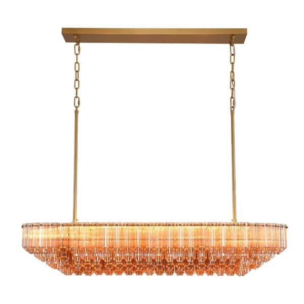 43 in. Modern Oval Chandelier, 12-Light Luxury Gold Kitchen Island Chandelier for Living Room Bedroom Dining Room
