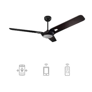 Alden 52 in. Dimmable LED Indoor/Outdoor Black Smart Ceiling Fan with Light and Remote, Works with Alexa/Google Home