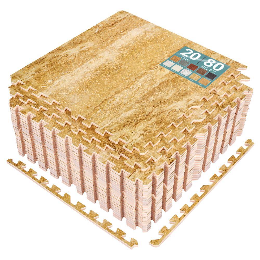 Marble 24 in. W x 24 in. L x .38 in Thick Foam Gym Flooring Mat (80 sq. ft.), Wood Grain Floor Interlocking Tiles price history on PriceWatchPro