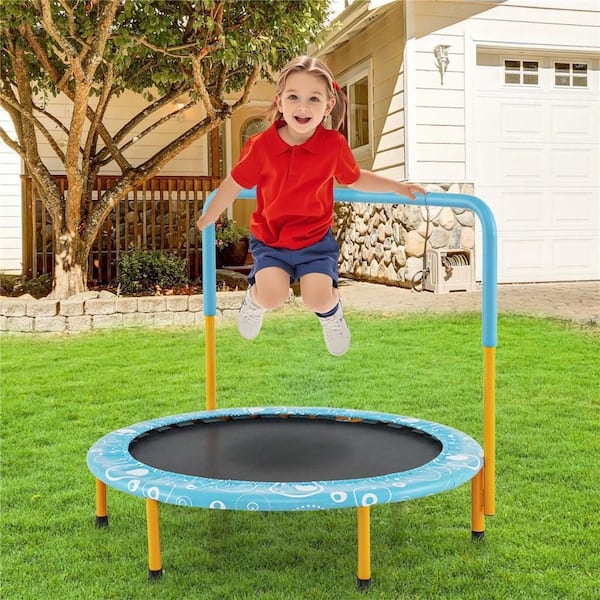 36 in. Outdoor/Indoor Light Blue Kids Trampoline Rebounder with Full Covered Handrail and Pad