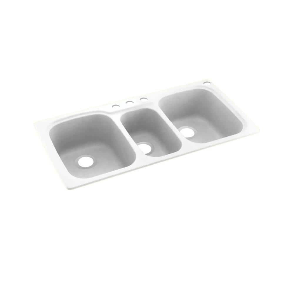 Swan Dual Mount Solid Surface 44 In X 22 In 4 Hole 40 20 40 Triple   Tahiti White Swan Drop In Kitchen Sinks Ks04422tb 011 4 64 1000 