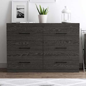 Hamsper 6-Drawer Dark Grey Oak Dresser (31.7 in. H x 46.5 in. W x 16.3 in. D)