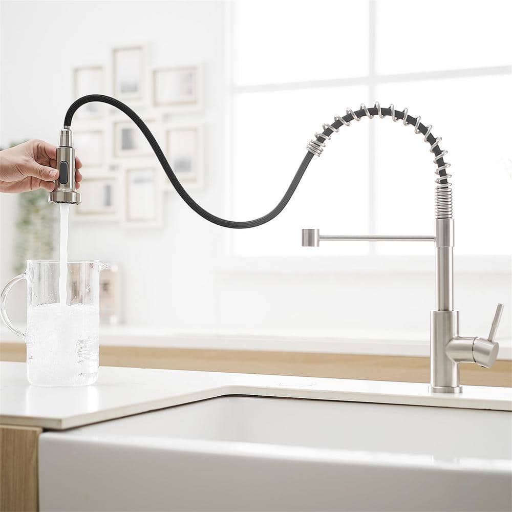 Brushed Nickel Single Handle Pull Down Kitchen Faucet