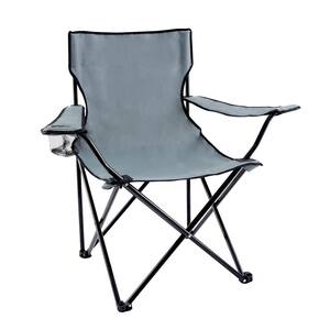 Folding Camping Chair Metal Outdoor Lounge Chair in Gray