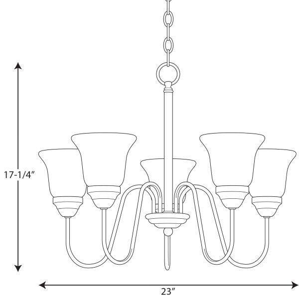 Classic Brushed Nickel 5-Light Chandelier with Etched Glass Shades