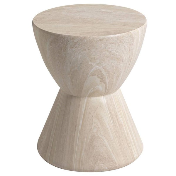 Leisuremod Modern Round Side Table with Fiberstone Tabletop and