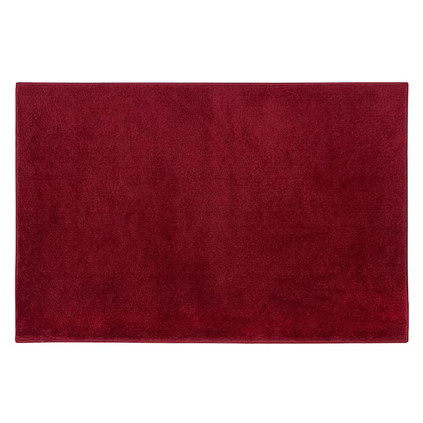 SUSSEXHOME Trellisville Collection Cotton Red 2 ft. x 3 ft. Jute Backing Non Slip Indoor Area Rug