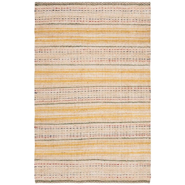 SAFAVIEH Natural Fiber Ivory/Gold 6 ft. x 9 ft. Striped Area Rug
