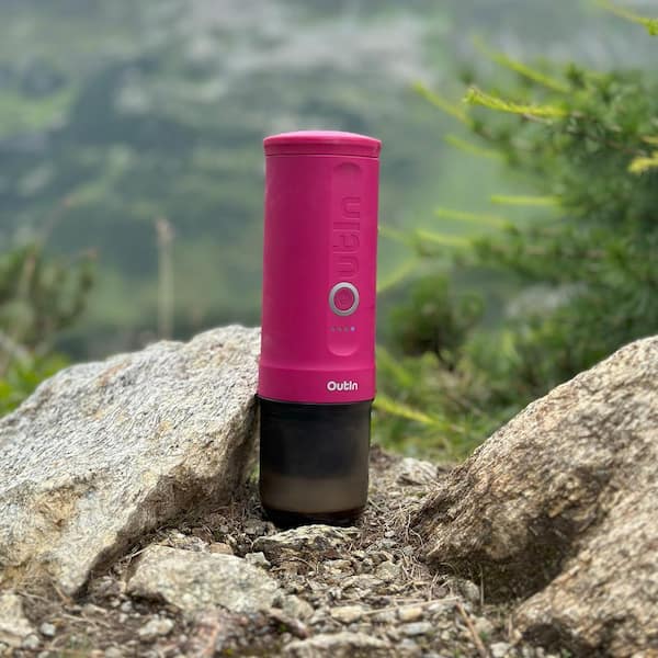OutIn Nano Portable 2 Cup Fuchsia Pink Espresso Machine with