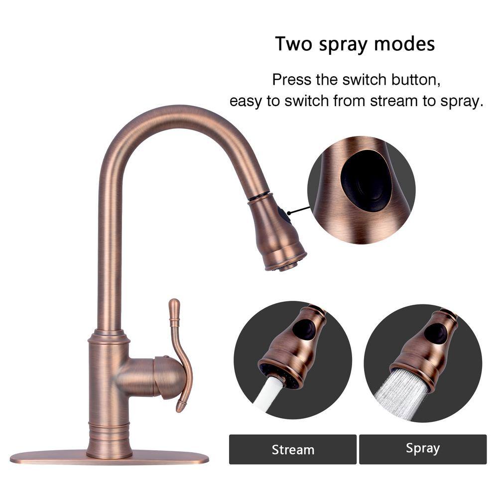 Antique Bronze Pull-Down Kitchen Faucet with Sprayer