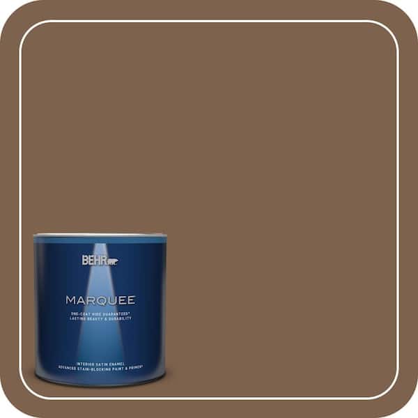 BEHR MARQUEE 1 qt. #PMD-60 Rich Walnut Satin Enamel Interior Paint & Primer