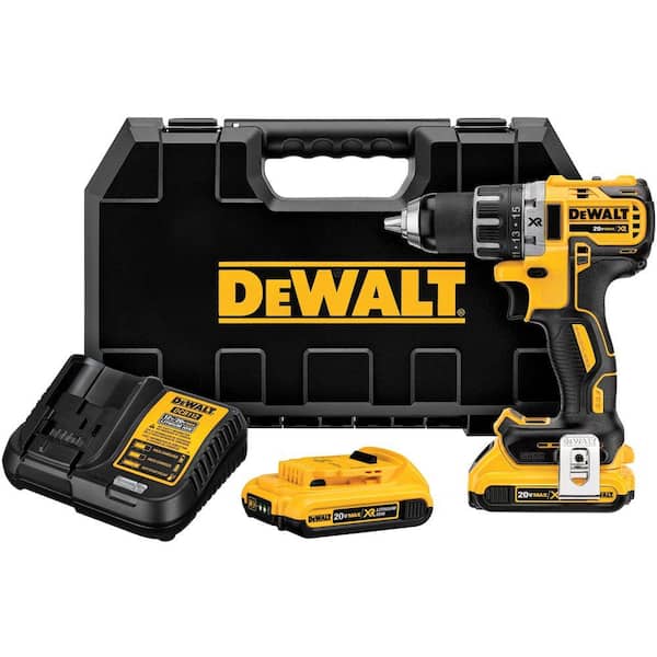 DEWALT 20-Volt MAX XR Lithium-Ion Cordless 1/2 in. Brushless Compact Drill/Driver with (2) Batteries 2Ah, Charger and Hard Case