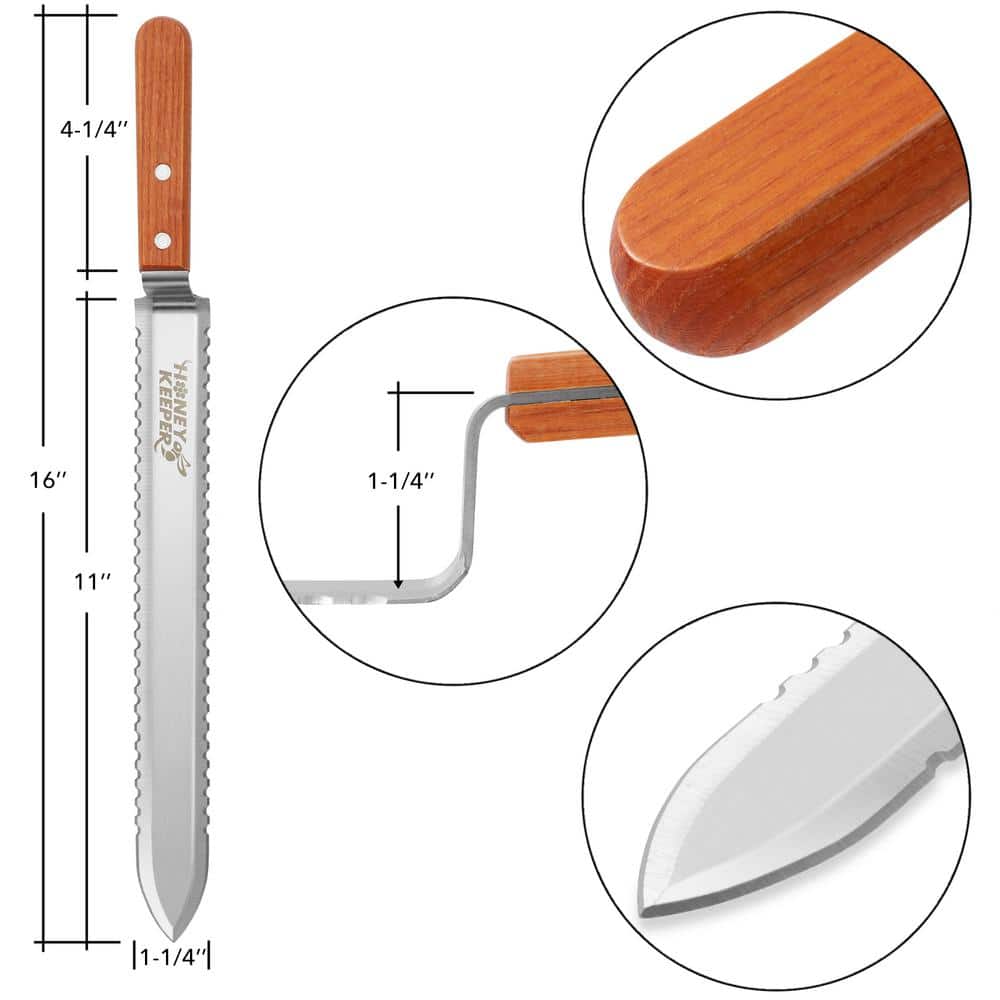 16" Stainless Steel Uncapping Knife with Wooden Handle