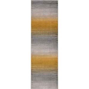 Barclay Yaren Modern Abstract Ombre Yellow 2 ft. 3 in. x 7 ft. 3 in. Runner Area Rug