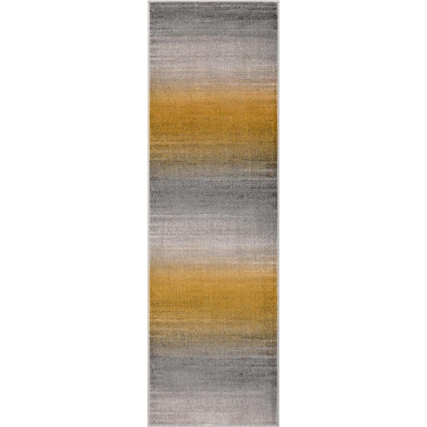 Well Woven Barclay Yaren Modern Abstract Ombre Yellow 2 ft. 3 in. x 7 ft. 3 in. Runner Area Rug