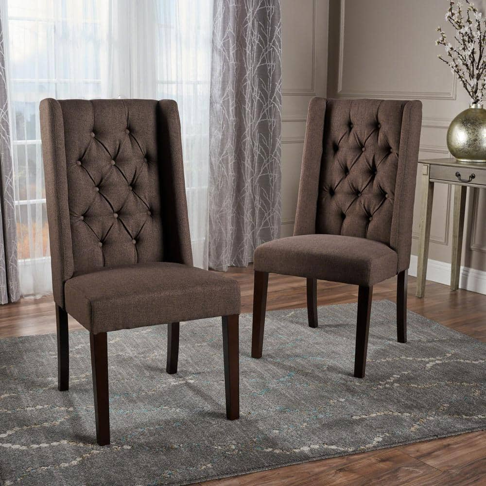 dark brown fabric dining chairs