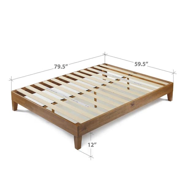 zinus deluxe solid wood platform bed with headboard