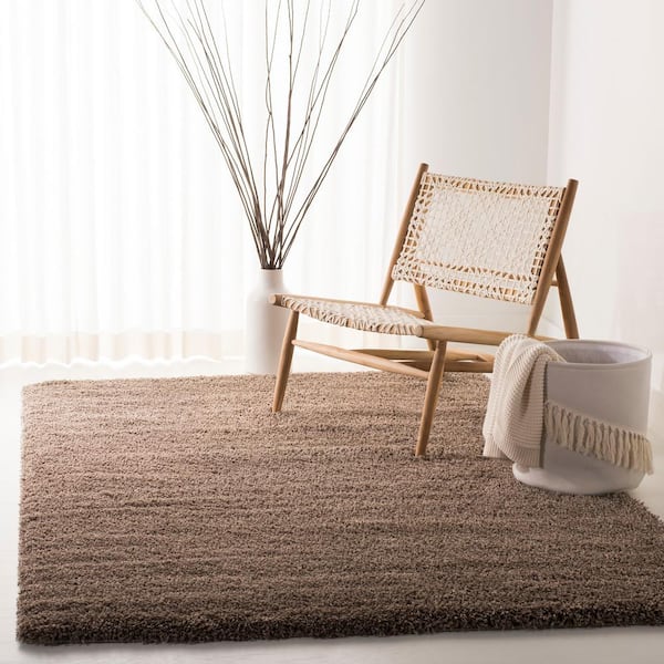 California Shag Taupe Doormat 3 ft. x 5 ft. Solid Area Rug