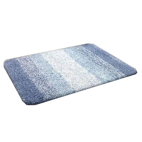 Afoxsos 30 in. W. x 20 in. Blue Stripe Microfiber Rectangular Shaggy Bath Rugs