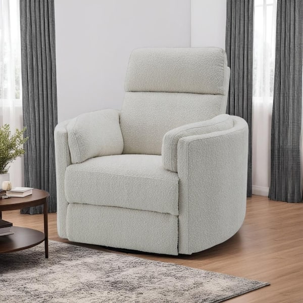 Siri Beige Fabric Glider Recliner Chair with Soft Cushioned