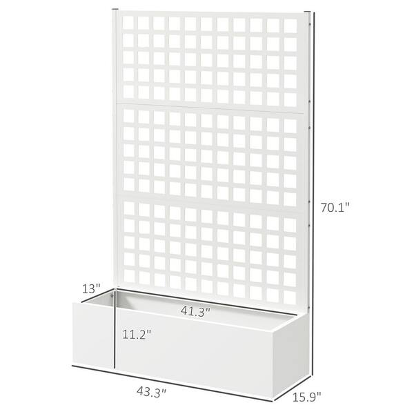 Outsunny - 43.3 in. W x 15.9 in. D x 70.1 in. H White Metal Outdoor Planter Box, Galvanized Raised Garden Bed with Trellis 1-Pack