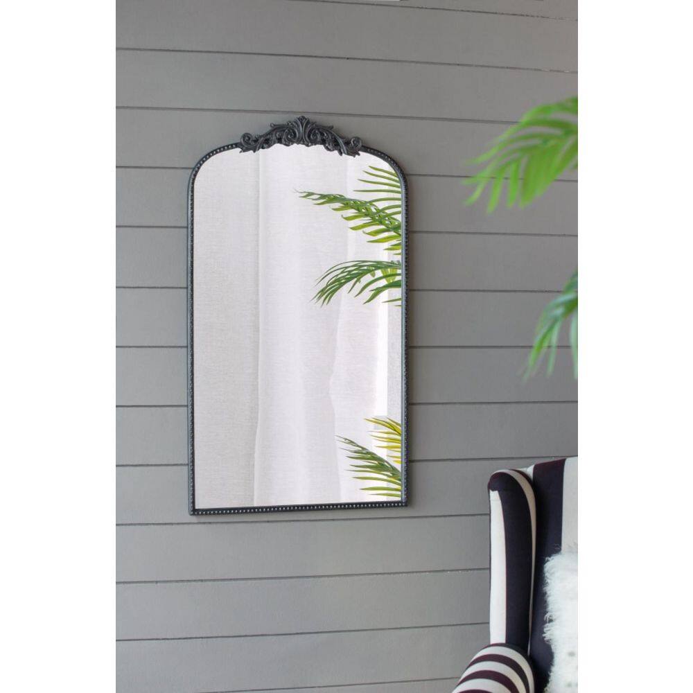 Elegant Baroque-Inspired Rectangular Wall Mirror in Gold and Wood Finish
