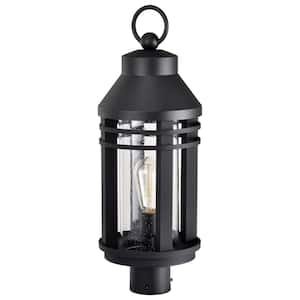 Wilton 1-Light Matte Black Aluminum Hardwired Outdoor Weather Resistant Post Light with No Bulbs Included