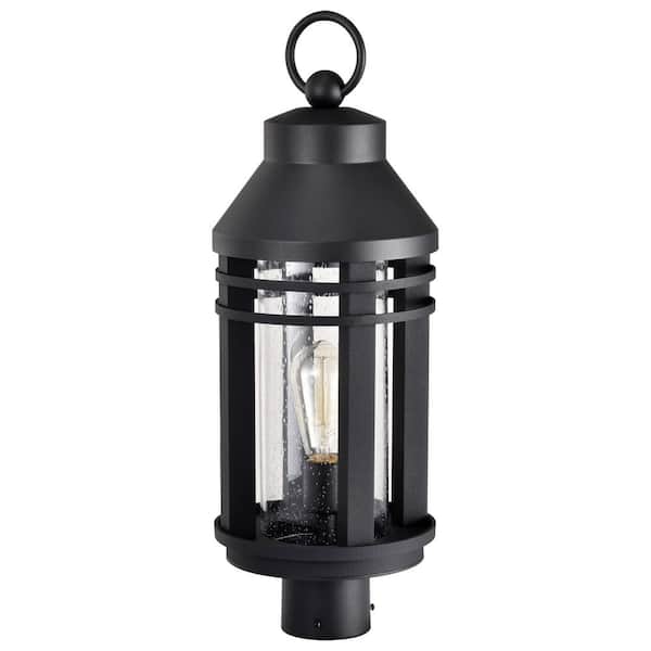 Wilton 1-Light Matte Black Aluminum Hardwired Outdoor Weather Resistant Post Light with No Bulbs Included