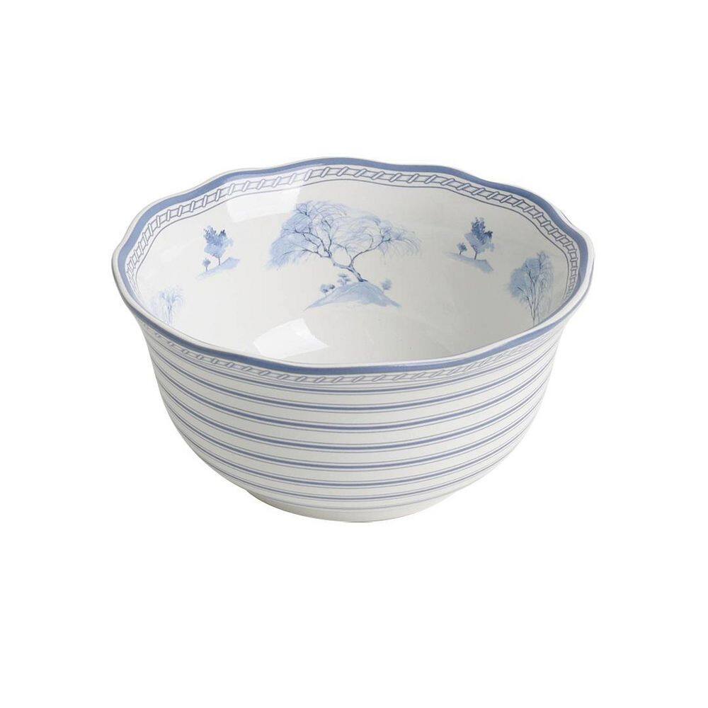 Scenic Toile Blue and White Porcelain 12-Piece Dinnerware Set