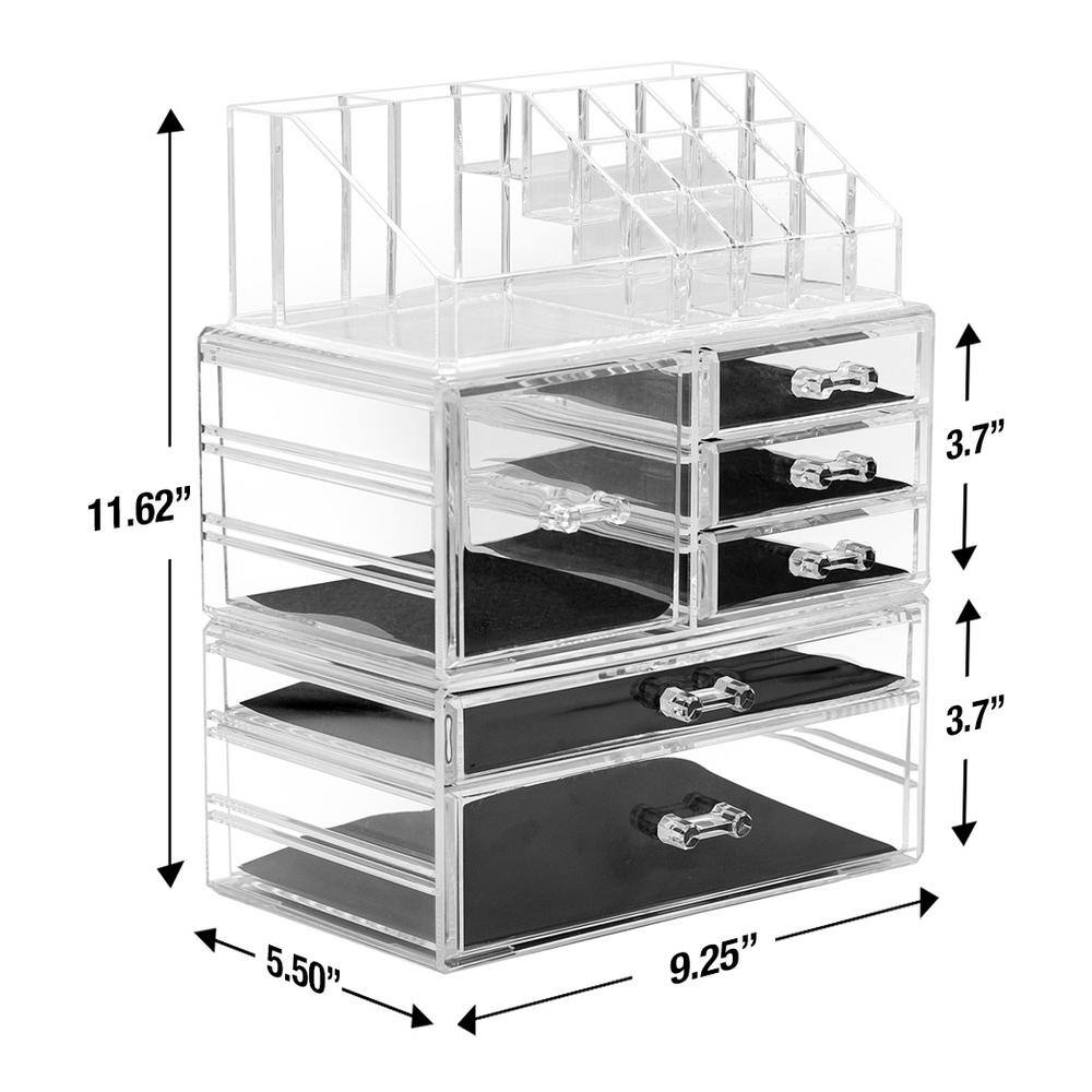 Sorbus Large Clear Makeup Organizer Case - 3 Piece Set