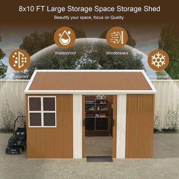 Sudzendf 8 ft. x 10 ft. Metal Storage Shed for Ourdoor with