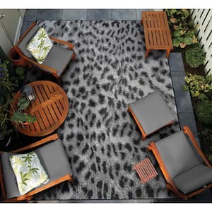 Dolce Lynx Ivory-Charcoal Gray 5 ft. x 8 ft. Indoor/Outdoor Area Rug