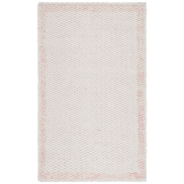 Natura 6 ft. x 9 ft. Ivory/Pink Modern Chevron Border Area Rug