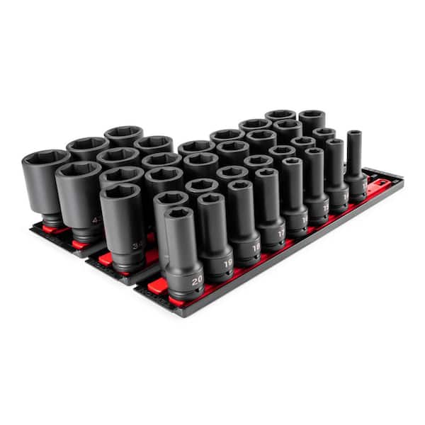 3/4 in. Drive Deep 6-Point Socket Set with Rails and Trays, 34-Piece (13 - 50 mm)