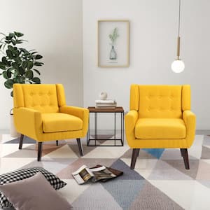 Yellow Linen Arm Chair (Set of 2)
