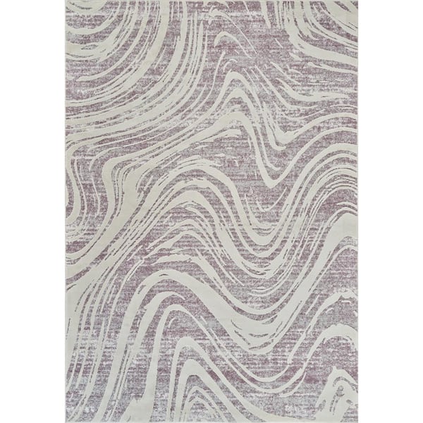 Nomad Purple Beige 7 ft. x 10 ft. Coastal Abstract Indoor Area Rug