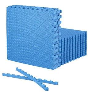 Blue 24 in. W x 24 in. L x 1 in. T EVA Foam Double-Sided Diamond Pattern Gym Flooring Mat (18 Tiles/Pack) (72 sq. ft.)