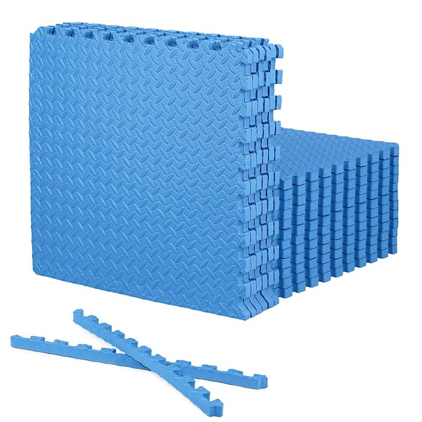 CAP Blue 24 in. W x 24 in. L x 1 in. T EVA Foam Double-Sided Diamond Pattern Gym Flooring Mat (18 Tiles/Pack) (72 sq. ft.)