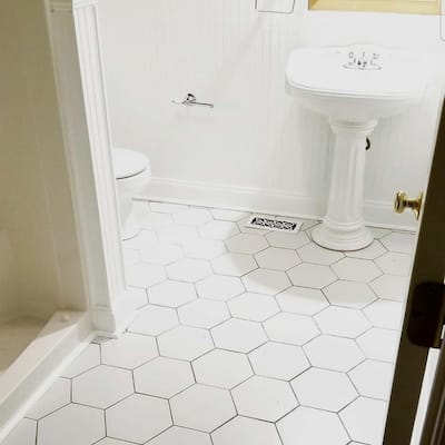 Hexagon Tile Flooring The Home Depot, What Size Hexagon Tile For Small Bathroom Floor