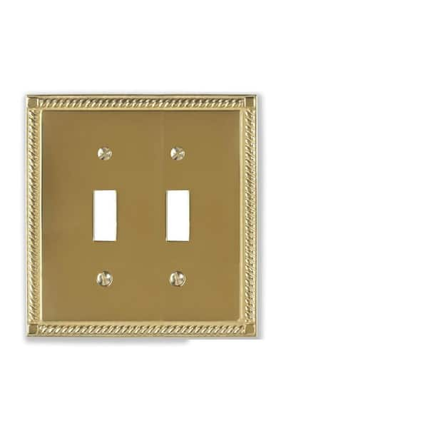 AMERELLE Georgian 2 Gang Toggle Metal Wall Plate - Brass