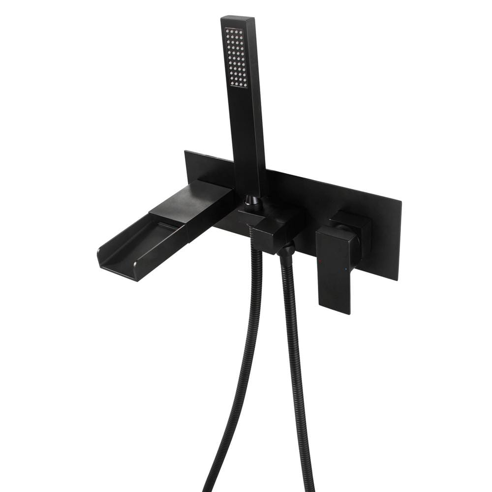 Single--Handle Waterfall Wall-Mount Roman Tub Faucet with Hand Shower Modern Brass 3 Hole Bathtub Fillers in Matte Black price history on PriceWatchPro